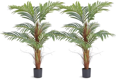 Mila Shop Kunstplant - Palmboom - Kunstboom - Realistische details - Exotisch - Onderhoudsvrij - Inclusief pot - Antislip bescherming - 122cm