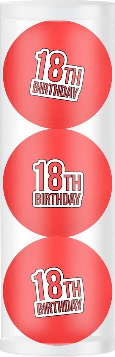 Golfpresentjes-3 Golfballen 18 jaar happy birthday-Golfcadeau-Golfgadget-Golfballen-Golfer-Golfaccessoires