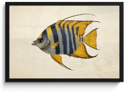 Poster in lijst - Fotolijst 60x40 cm - Posters - Vis - Sierlijk - Vinnen - Illustratie - Posterlijst zwart - Decoratie - Wanddecoratie woonkamer - Muurdecoratie slaapkamer