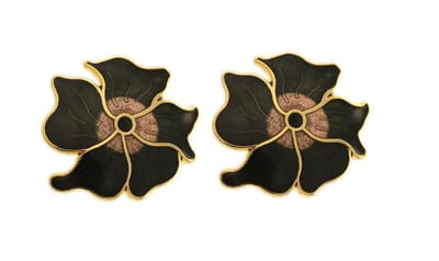 Behave - Oorringen dames - bloemmotief - zwart - 2,5 cm