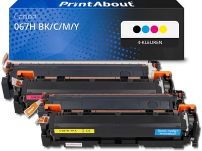 PrintAbout huismerk Toner 067H BK/C/M/Y 4-kleuren Multipack Hoge capaciteit Geschikt voor Canon