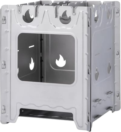 Draagbare titanium houtkachel voor kamperen, lichtgewicht en compact ontwerp, ideaal voor BBQ en survival gear