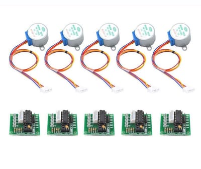 Stappenmotor Set - Motor Driver - Projecten Automatiseren - 5 Stuks 5V - 14 cm - Zilver