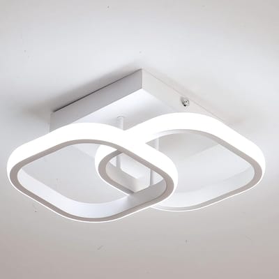 Riserva LED Plafondlamp Dubbel Vierkant Design - 22W - 2475 lm - 6500K Koel Wit - Wit - Moderne Plafonnière voor Woonkamer, Slaapkamer, Keuken en Eetkamer