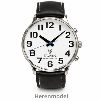 Nederlands sprekend horloge – Radio-gestuurd – leren band-heren