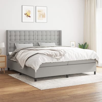 vidaXL - Boxspring - met - matras - stof - lichtgrijs - 200x200 - cm