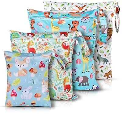 Waterdichte Herbruikbare Natte Zakken voor Baby's en Peuters - 4 Stuks Organizer voor Luiertas