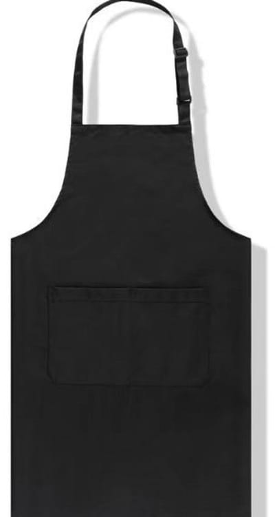 Tweedelig kookschort, unisex keukenschort met twee zakken, unisex slabbetje-model, geschikt voor restaurants en barbecues - zwart.
