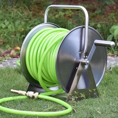 Tuinslanghouder Set - Slanghaspel Wandmontage - Tuin Bewateren - Roestvrij Staal - 30x28x40cm - Zilver