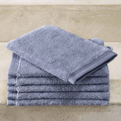 De Witte Lietaer Washandjes Contessa, Stone Blue - 16 x 21 cm - 6 stuks - Katoen