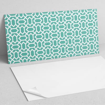 Coloray Wandpanelen Zelfklevend - Geometrisch patroon met vormen PVC Wandpaneel - 100 cm x 50 cm - Turkoois Wandbekleding Zelfklevend - 1 stuk - Mozaïeken Wandpanelen Zelfklevend - Wandbord Keuken - Wandpaneel Badkamer