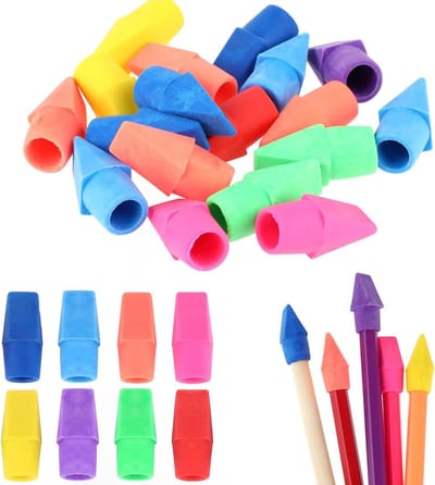 Allecto Plus - 20 stuks gummetdoppen voor potloden en gummetjes voor thuis, school en kantoor