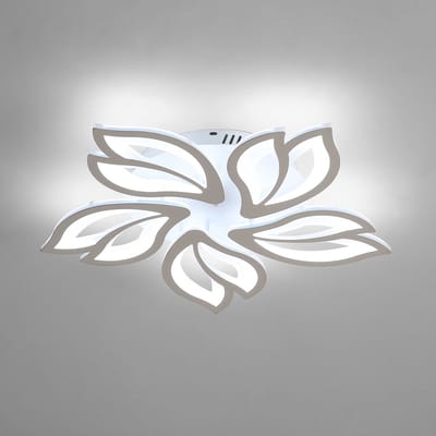 Riserva LED Plafondlamp Bloem Design - 65W - 7200 lm - 6500K Koel Wit - Wit - Moderne Plafonnière voor Woonkamer, Slaapkamer, Keuken en Eetkamer