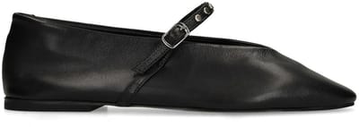 Sacha - Dames - Zwarte leren ballerina's - Maat 36