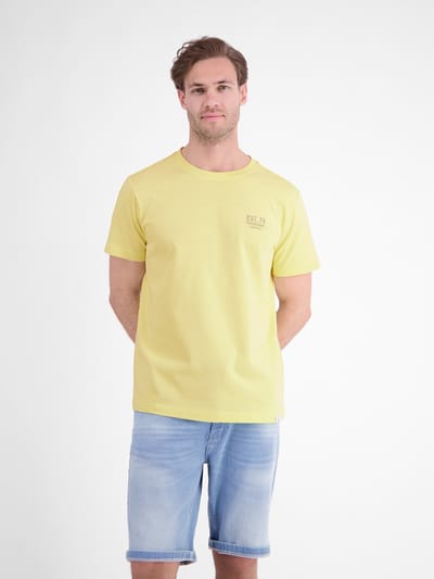 LERROS Katoenen T-shirt met comfortabele ronde hals en print , Maat: S , Kleur: LEMON WATER , 100% katoen