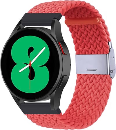 By Qubix - Braided nylon bandje - Lichtrood - Geschikt voor Xiaomi Mi Watch / Geschikt voor Xiaomi Watch 2 / Geschikt voor Xiaomi Watch S1 / S2 / S3 / S4 (47mm)