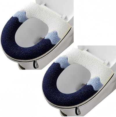 2Pcs Thicken Bathroom Soft Toilet Seat Cover Pad with Handle Toilet Lid Cover Cushion Soft Thicken Washable Fits All Oval Toilet Seats Grey