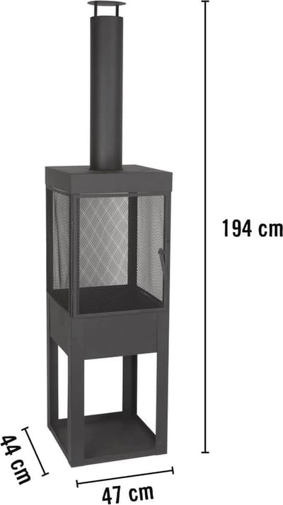 Houtkachel voor Tuin en Terras - Stevige Terrashaard met Schoorsteen en Asopvangbak - 194 x 44 x 47 cm