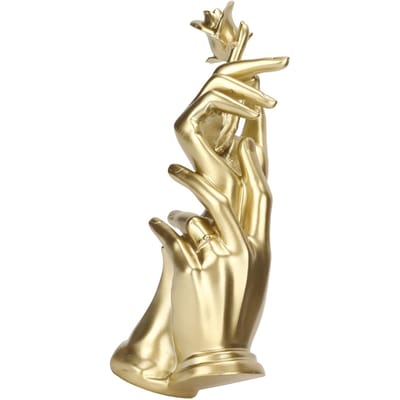 Handheld Roos Sculptuur Hars Elegant Uniek Tweehandig Roos Beeld voor Huisdecoratie beige