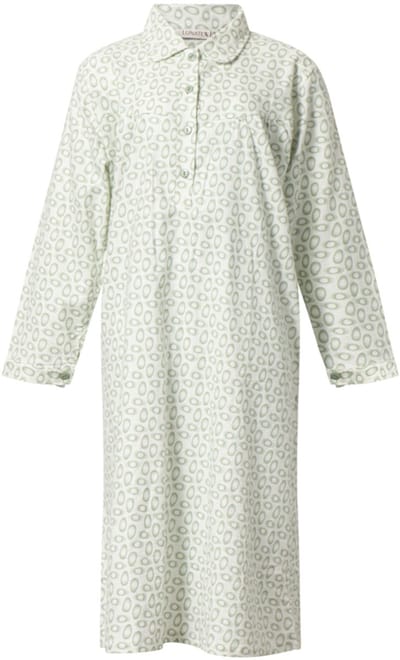 Cocodream - Flanellen dames nachthemd - Lange Mouw - Groen - Maat L