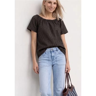 Carmen Bluse mit Shiffley-Muster