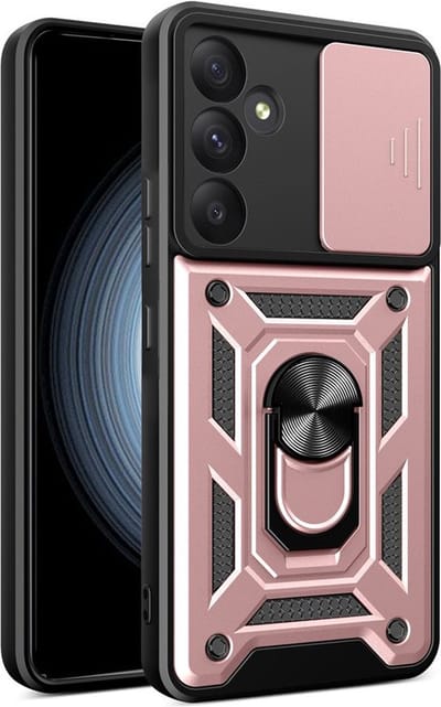 MobyDefend Hoesje - Geschikt voor Samsung Galaxy A55 - Pantsercase Met Draaibare Ring - Rosé