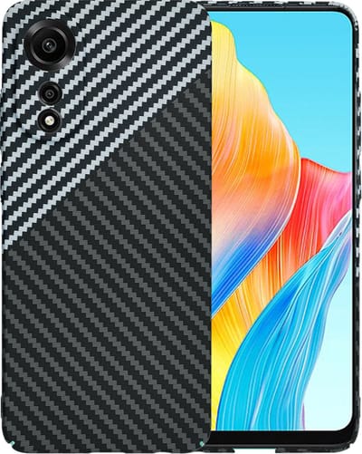 Hoesje geschikt voor Oppo A78 4G - Techsuit Carbonite FiberShell Carbon Back Cover - Wit/Zwart