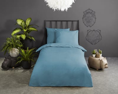 Good Morning dekbedovertrek effen kleur - Peuter 120x150 cm - Adria Blauw - 100% Katoen renforc�