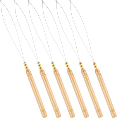 Set van 6 Baardkralen met Haakgereedschap voor Haarextensions en Natuurlijke Haarversiering