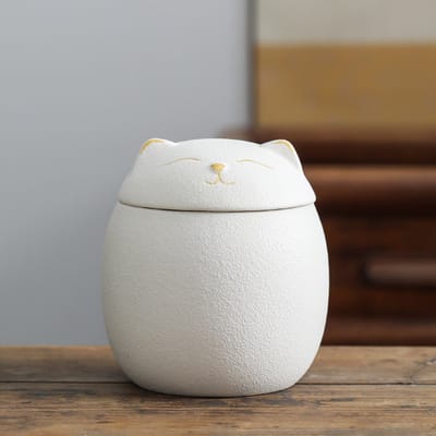Urn Hond Kat Vogel – Poezenurn – Keramiek – Urnen – Urn Voor Dieren – Urn Hond Overleden – Urn Kat – 500 ML – Wit