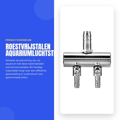 Dailygoods- Luchtstroomverdeler Roestvrij Staal - Stroomregelklep - Gasbypassgereedschap - Aquariumtoepassingen - Aquacultuur - Nauwkeurige luchtverdeling - Luchtverdeler