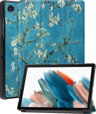 Hoesje Geschikt voor Samsung Galaxy Tab A8 - Dun & Stevig - Trifold Bookcase - Hard Cover - Hardcover Book Case - Tablet Hoes - Bloesem