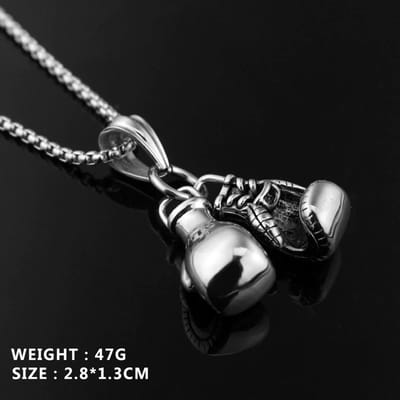 My Sweet Romance® – Halsketting met Bokshandschoenen – Zilver – 60 cm – RVS – Bedel 28 x 13 mm