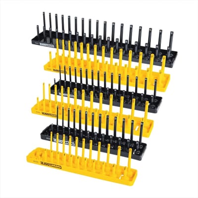 Dopsleutel Organizer Set - Gereedschap Bakken - Werkplaats Organiseren - Duidelijke Maat Markeringen - 6 Delig - Zwart