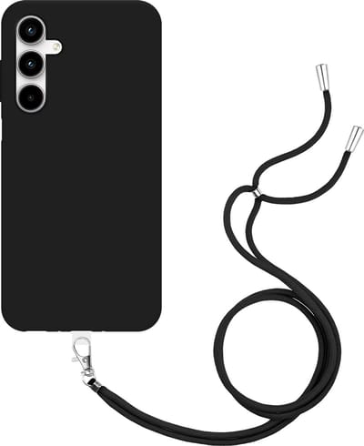 Cazy hoesje met koord geschikt voor Samsung Galaxy A35 Hoesje met Koord - Flexibele Case - Zwart
