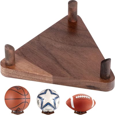Elegante Houten Voetbalstandaard voor Diverse Balsporten - Ideale Ballenhouder en Opbergrek voor Voetbal, Volleybal, Rugby en Basketball