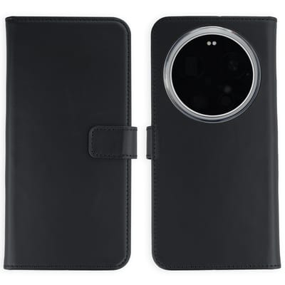 Selencia Hoesje - Geschikt voor Xiaomi 17 Ultra - Echt Lederen Bookcase - Zwart