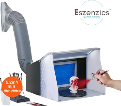 Eszenzics™ Spuitcabine EX7 - Airbrush - Afzuiging - 4xLED verlichting - Dubbele ventilator - Vervangbare filters - Compact en draagbaar - Verfspuitcabine