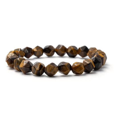 Bixorp Gems Hoekige Tijgeroog Edelstenen Armband - 8mm / 18cm - Edelsteen Kralenarmband