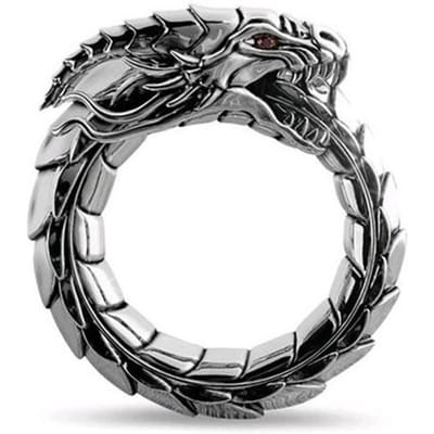 Gothic Punk Vintage Rvs Dragon Ring Mannen Amulet Dragon Mythologie Dier Heren Ring Retro Viking Dragon Ring Sieraden 11 gray