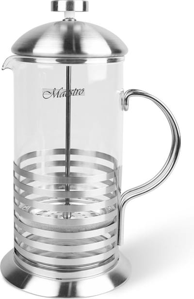 Maestro MR-1664-600 handmatig koffiezetapparaat Franse druk 0,6 l Roestvrijstaal, Transparant