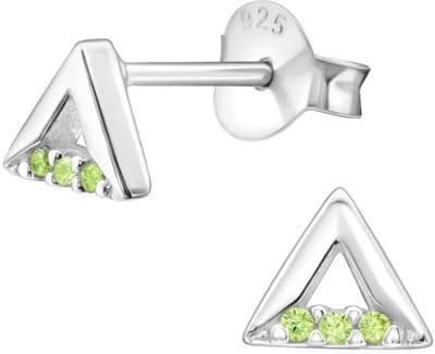 Aramat Jewels | Oorbellen | Zilveren Driehoek Oorbellen meisje | Donker Rood | |5mm | Zilver | Kinderen | Verkleurd niet