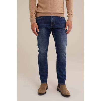 We Fashion 5-pocket Mid Waist Dark Blue Größe: W28L32 | Slim Jeans Outlet | Herren | Blau