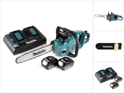 Makita DUC 353 PG2 accu-kettingzaag 36V ( 2x18V ) borstelloos 35 cm + 2x 6.0 Ah accu + dubbele lader