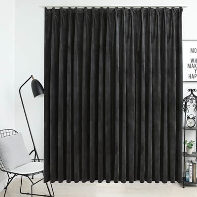 vidaXL - Gordijn - verduisterend - met - haken - 290x245 - cm - fluweel - antraciet
