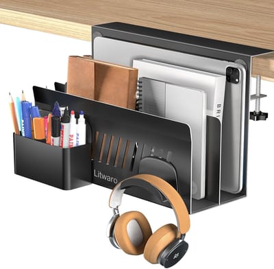 Bureau Zijorganizer - Laptop Houder - Werkruimte Optimalisatie - Geen Boor Montage - 30x94x198 cm - Zwart