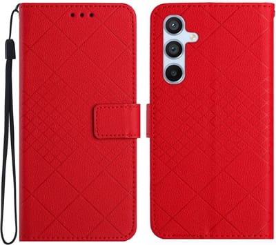 Coverup Hoesje - Geschikt voor Samsung Galaxy A16 Hoesje - Coverup Rhombus Book Case - Rood