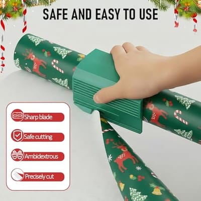 Set van 2 geschenkpapiersnijders, geschenkpapiersnijder, schuifrol, geschikt voor Kerstmis, verjaardagen, feestdagen en zelfgemaakt inpakpapier.（groente）