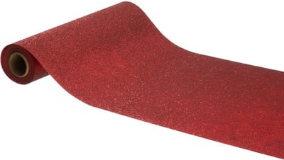 Chaks Tafelloper op rol - 2x - rode glitter - 30 x 500 cm - polyester