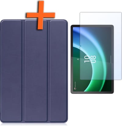 Hoesje - Geschikt voor Lenovo Tab P11 (2e / 2nd Generatie) - Met Screenprotector - Trifold Bookcase - Hard Cover - Hardcover Book Case - Tablet Hoes - Donkerblauw